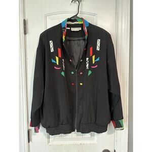 Vintage Brenda Goode Womens XL Artsy Multicolor Windbreaker Long Sleeve Jacket